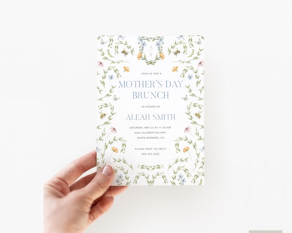 Mother's Day Invitation Card / INSTANT DOWNLOAD / Floral Cottagecore Printable / Editable Garden Cottage Mother's Day Brunch Invite