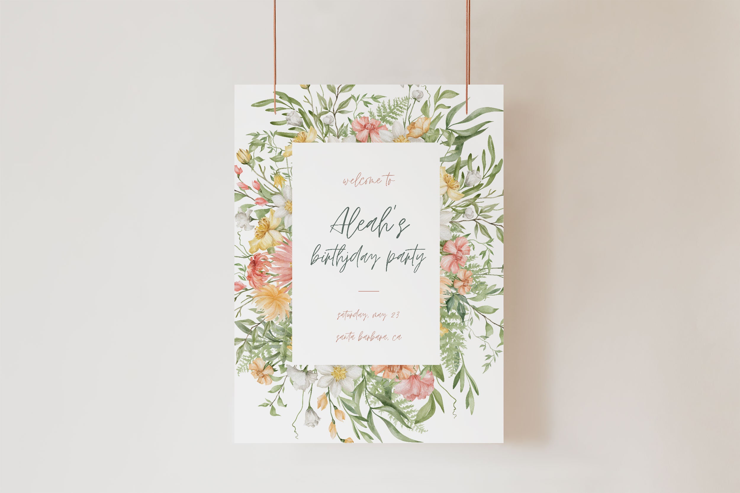 Spring Floral Birthday Welcome Sign / INSTANT DOWNLOAD / Wildflower ...