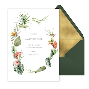 Paperless Post + Save the Date Wedding Invitation / INSTANT DOWNLOAD / Luxe Tropical Invitation Printable / Editable Garden Invite, Spring