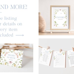 Secret Garden Bridal Shower Invitation Bundle, Printable Bridal Shower Invitation + Games, Bridal Shower Decoration Set, Editable Games image 6