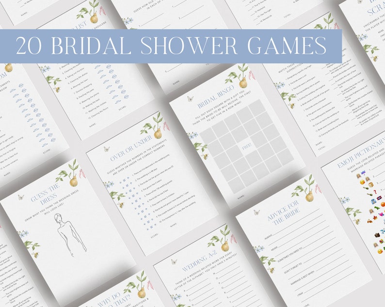 Secret Garden Bridal Shower Invitation Bundle, Printable Bridal Shower Invitation + Games, Bridal Shower Decoration Set, Editable Games image 5