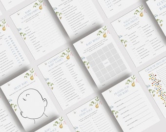 25 gier na baby shower Secret Garden / NATYCHMIASTOWE POBIERANIE / Zestaw gier na baby shower / Zestaw Cottagecore / Gry na baby shower Cottagecore