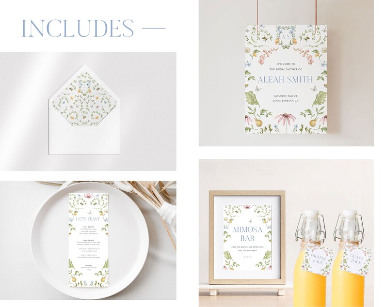 Secret Garden Bridal Shower Invitation Bundle, Printable Bridal Shower Invitation + Games, Bridal Shower Decoration Set, Editable Games image 3