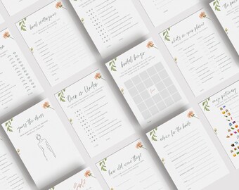 Spring Floral Bridal Shower Games, Printable Bridal Shower Games, Floral Wedding Shower Games Editable Bridal Party Games, Bride/Groom Games