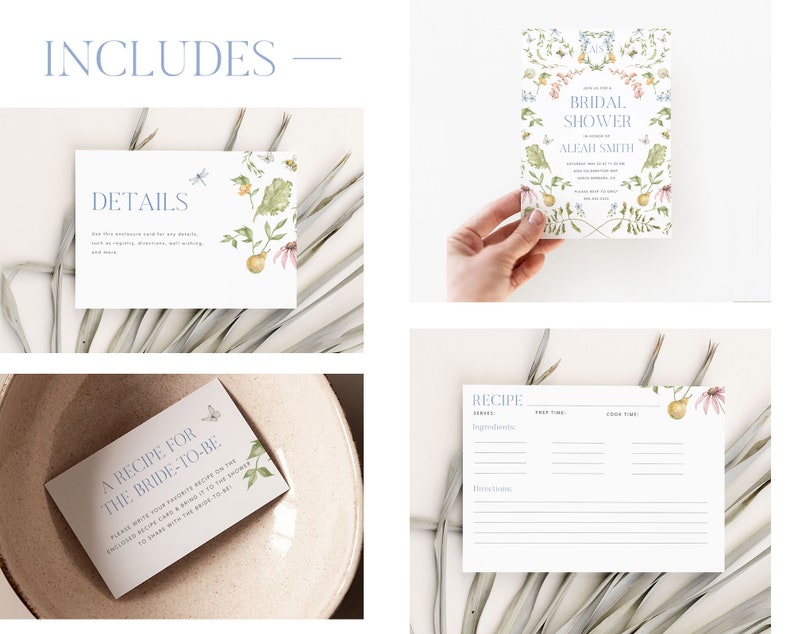Secret Garden Bridal Shower Invitation Bundle, Printable Bridal Shower Invitation + Games, Bridal Shower Decoration Set, Editable Games image 2