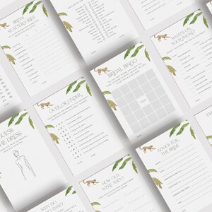 Jungle Bridal Shower Games, Printable Bridal Shower Games, Safari Wedding Shower Games, Editable Bridal Party Games, Bride or Groom Games