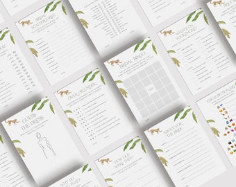 Jungle Bridal Shower Games, Printable Bridal Shower Games, Safari Wedding Shower Games, Editable Bridal Party Games, Bride or Groom Games