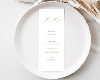 Classic Minimal Menu Template / INSTANT DOWNLOAD / Simple Sophisticated Wedding Menu Printable / Editable Minimal Menu