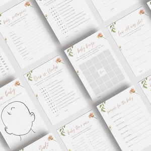 25 Spring Floral Baby Shower Games / INSTANT DOWNLOAD / Baby Shower Games Bundle / Wildflower Bundle / Modern Baby Shower Games, Flowers