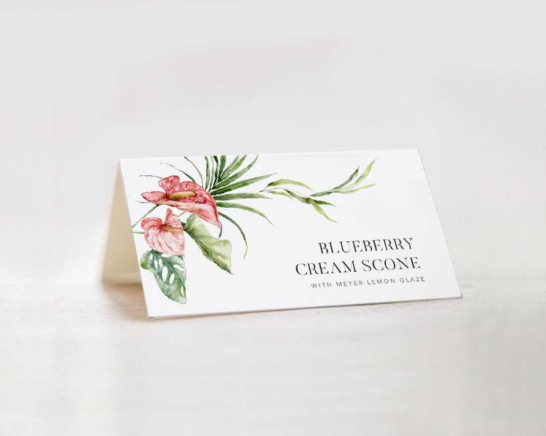 Luxe Tropical Buffet Card Template / INSTANT DOWNLOAD / Printable Beach