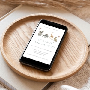 Animal Party Mobile Invitation Sign / INSTANT DOWNLOAD / Safari Welkomstbord Afdrukbaar / Bewerkbaar Dierentuin Eerste Verjaardag Welkomstbord