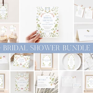 Secret Garden Bridal Shower Invitation Bundle, Printable Bridal Shower Invitation + Games, Bridal Shower Decoration Set, Editable Games image 1