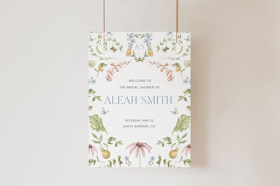 Secret Garden Bridal Shower Welcome Sign / INSTANT DOWNLOAD / Cottagecore Welcome Sign Printable / Editable Bridal Shower Welcome Sign