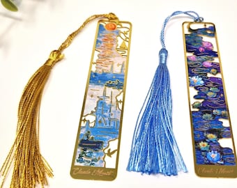 Monet Garden artist inspired exquisite metal bookmark with tassel