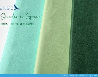Shades of Green Premium Tissue Paper, Premium Gift wrap, Green Gift Wrap, Green Tissue Paper - 10x Sheets of Chosen Colour