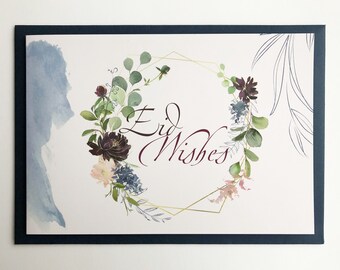 Velvet Eid Mubarak Card | A5 Winter Floral Greetings