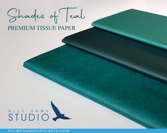 Shades of Teal Premium Tissue Paper, Premium Gift wrap, Green Gift Wrap, Green Tissue Paper - 10x Sheets of Chosen Colour