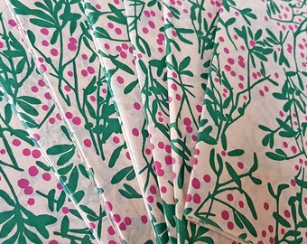 Hojas de papel de seda impresas de acebo y bayas x5 - Envoltura de regalos de Navidad