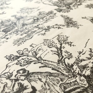 May include: Black and white line drawing of a forest scene with trees, bushes, and figures. The drawing is on a white background.