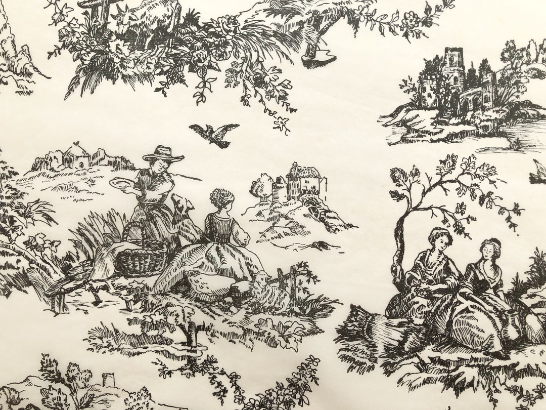 English Countryside Black and off White Quality Vintage - Etsy