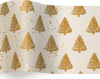 Papel de seda con piedras preciosas doradas para árbol de Navidad - Papel de regalo navideño, 5 hojas