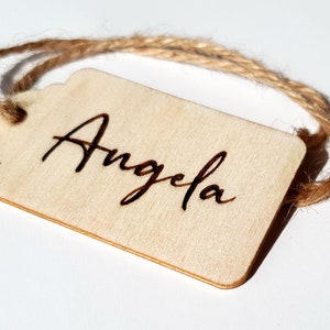 Personalised 6cm (2.3") Engraved Wooden Tags, Personalised Gift Tags, Wooden Tag Embellishments, Wooden Labels with twine
