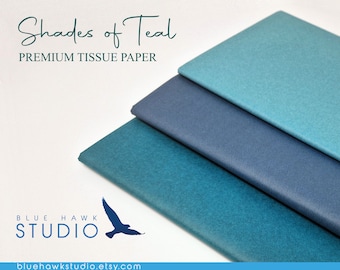 Shades of Teal Premium Tissue Paper, Premium Gift wrap, Green Gift Wrap, Green Tissue Paper - 10x Sheets of Chosen Colour