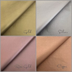 Carta velina metallica bifacciale da 5 fogli - Scegli tra confezioni di colori oro, rame, argento, oro rosa. Ottimo per involucri / regali di lusso.