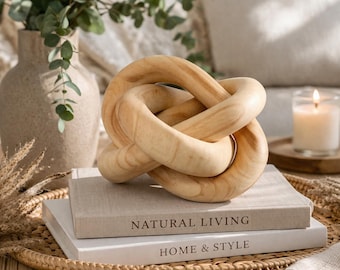 Wood Infinity Knot Ornament, Home Decor (15cm x 9.8cm), light weight