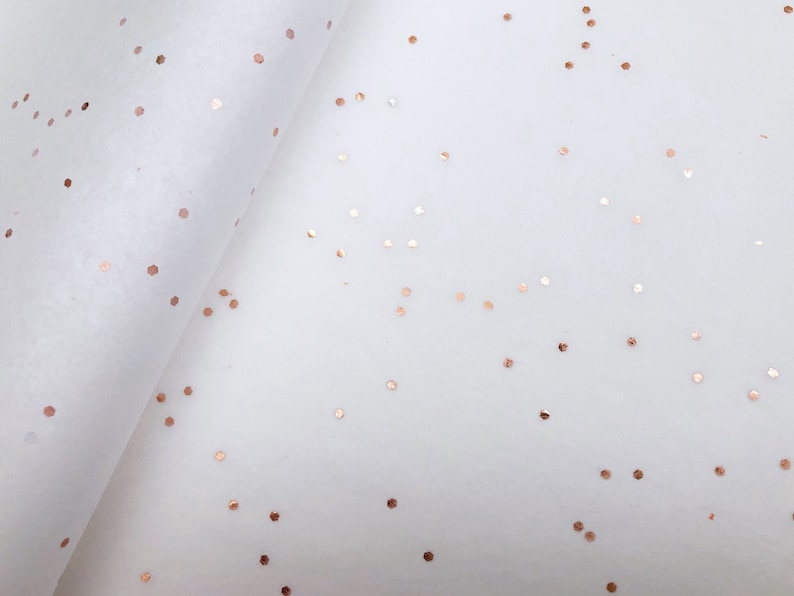 Luxury Gemstone White & Rose Gold Sequinned Tissue Paper Sheets x5 - Ideal tissue paper gift wrapping baby girl baby shower, weddings favors