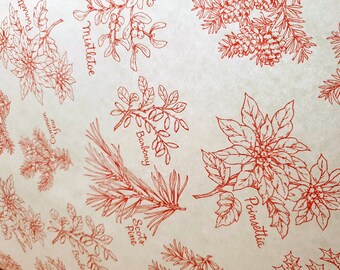 Winter Floral Tissue Paper - Christmas Gift Wrap Sheets (Set of 5)