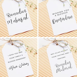 4x etiquetas de presente do Ramadã imprimíveis 2 &quot;x 3,5&quot;, conjunto de etiquetas de presentes do Ramadã Mubarak Eid Decoração Sinal Adesivo Banner Islam Árabe Etiquetas Crianças