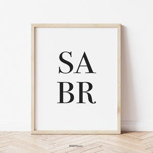 SABR typography poster | minimalistic | living room | bedroom | hallway | digital print | design | wall decor & art | printable |