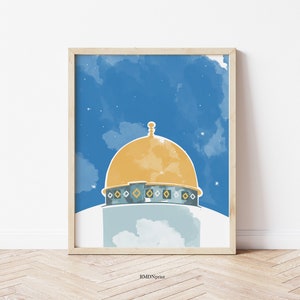 The Dome of the Rock in Al Quds Jerusalem Poster - Holy City Palestine Masjid al-Aqsa islam printable wall art. Islamic gift home decor