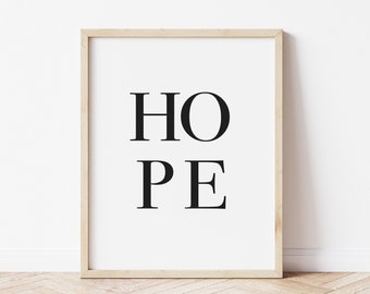 HOPE typography poster | minimalistic | living room | bedroom | hallway | digital print | design | wall decor & art | printable |