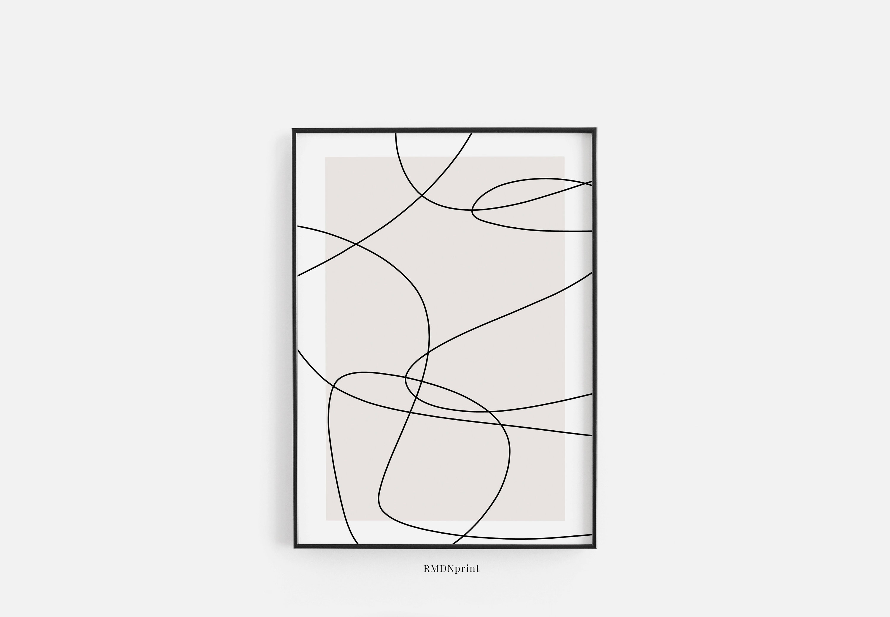 Minimal Line Art, Beige Black Abstract Lines Shapes Wall Art Poster