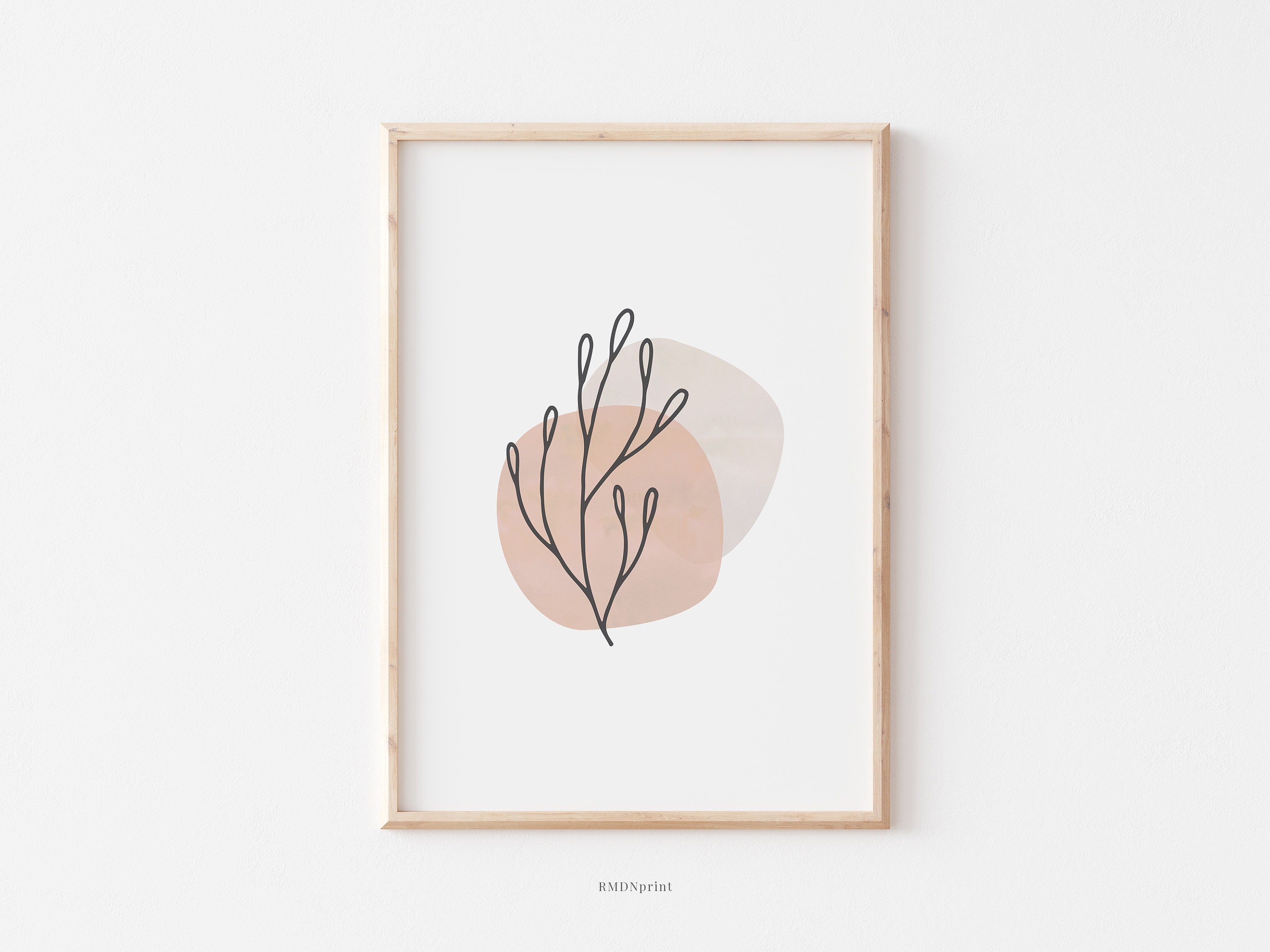 Neutral Leaf Print Leaves Wall Art Digital Download Printable Line Art