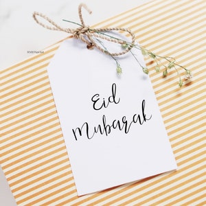 4x Eid Gift Tags Printable 2 x 3.5, Eid Mubarak Gifts Tag Set Eid ul Fitr Adha Ramadan Decoration Decor Banner Islam Arabic Labels Kids image 3