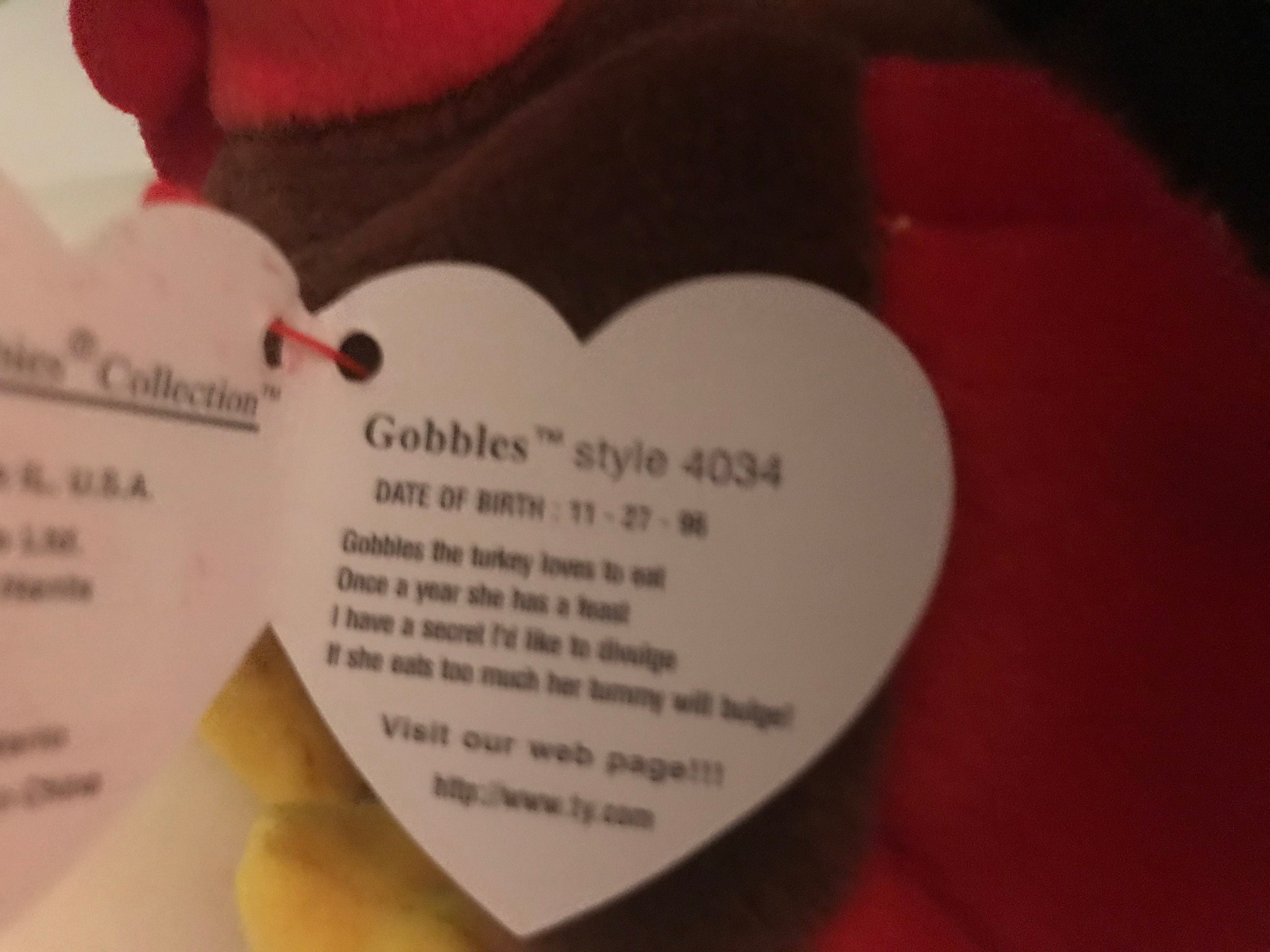 TY Beanie Baby Gobbles Rare and Pristine Etsy