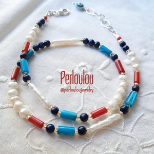 Colorful freshwater pearl necklace | Minimalist necklace | Multicolor necklace | short necklace | Layering necklaces | Gemstones necklace
