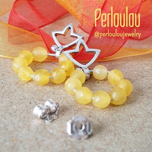 YELLOW GEMSTONE EARRINGS | Short dangle earrings | Beaded earrings | agate earrings | Summer jewelry | Minimalist earrings | Silver earrings
