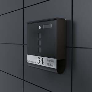 Bl4ckPrint Premium Boîte aux lettres avec fenêtre de visualisation personnalisée avec nom de famille, rue et numéro de maison – Boîte aux lettres murale de haute qualité