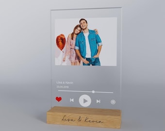 Bl4ckPrint Song Cover Glas Foto aus Acrylglas - personalisiertes Spotify Glas mit Name & Bild - Geschenk mit Bild im Spotify Musik Cover