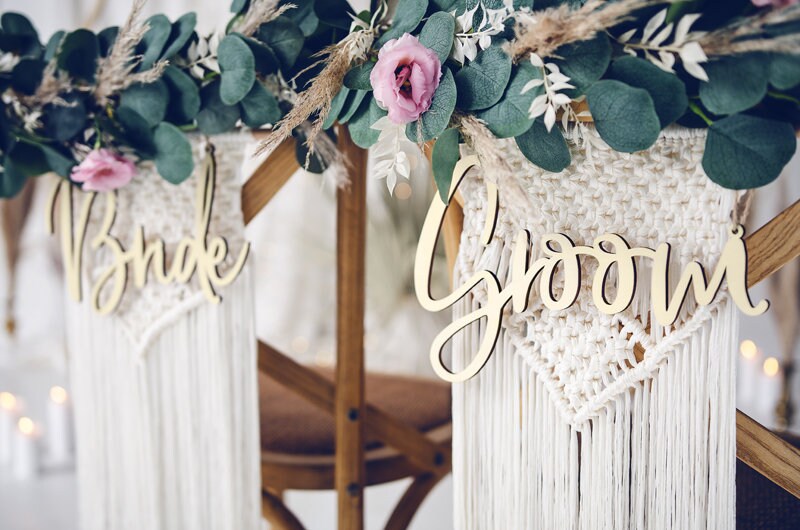 Wedding signs, chair signs, chair tags, chair sign, wedding decoration bride and groom set (2 pieces) wedding decoration, table decoration