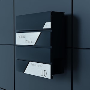 Bl4ckPrint Premium brievenbus met krantenvak antraciet - brievenbus gepersonaliseerd met achternaam straat en huisnummer muurbrievenbus