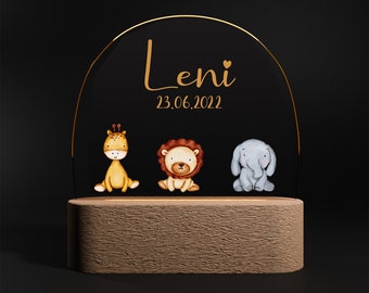 Veilleuse enfant bébé personnalisé arc-en-ciel acrylique avec nom et date, cadeau bébé naissance, décoration chambre enfant, cadeau baptême, cadeau