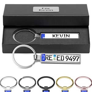 Bl4ckPrint Personalized License Plate Key Ring with Gift Box License Plate Personalized Engraving Car Vehicle on Both Sides
