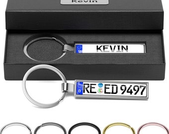Bl4ckPrint Personalized license plate keychain with gift box license plate both sides personalized engraving car vehicle
