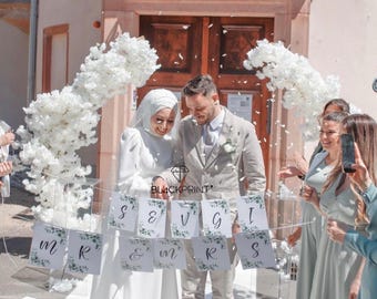 Wedding garland for cutting, downloadable pennant banner, wedding game, bride and groom cutting, Mr & Mrs, LOVE, HAPPINESS, FUN, 3 designs