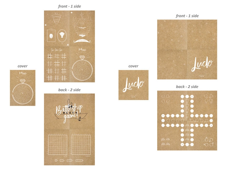 Kinderbeschäftigung Set für die Hochzeit mit Spielkarten / Schiffe versenken / Labyrinth / Wörtersuche /Tic Tac Toe Bild 7